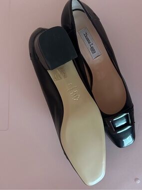 Donna Laura Venezia ItalianBlack  Leather Square-Toe Loafers with Buckle